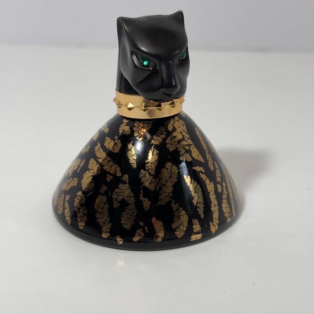 Rare Vintage Wild! By Jackie Collins Leapord Print Perfume w/ Black Panther Stop